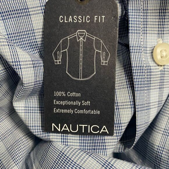 Nautica Classic Fit Bottom Up Long Sleeve Shirt Blue Men’s Size 17, 32/3… - Picture 8 of 12